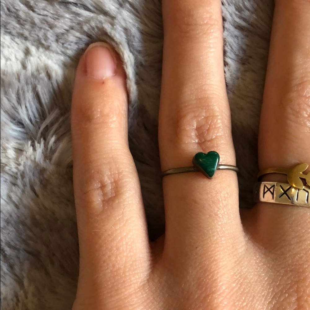 Vintage Malachite green heart ring. Delicate!